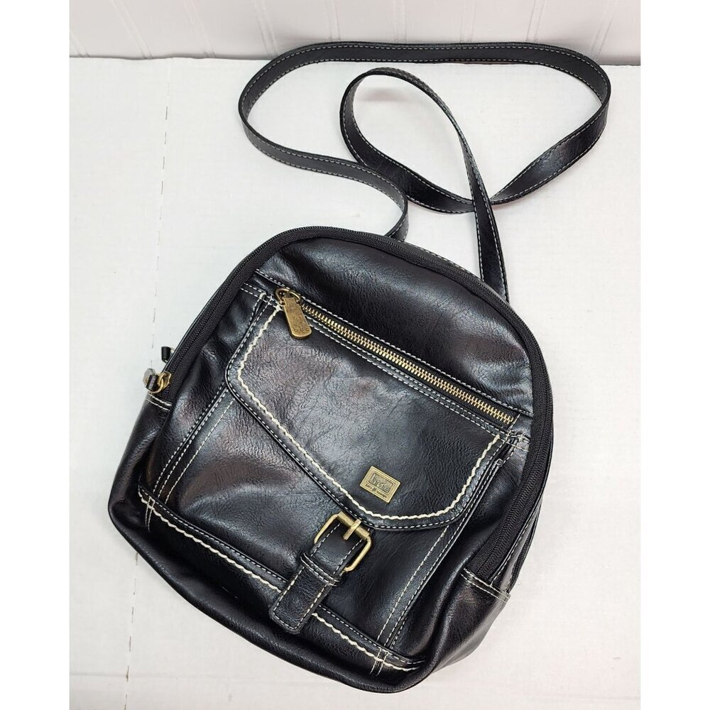 B.O.C. Black Faux Leather Mini Backpack Purse With Adjustable Straps & Gold Acce - Picture 3 of 15